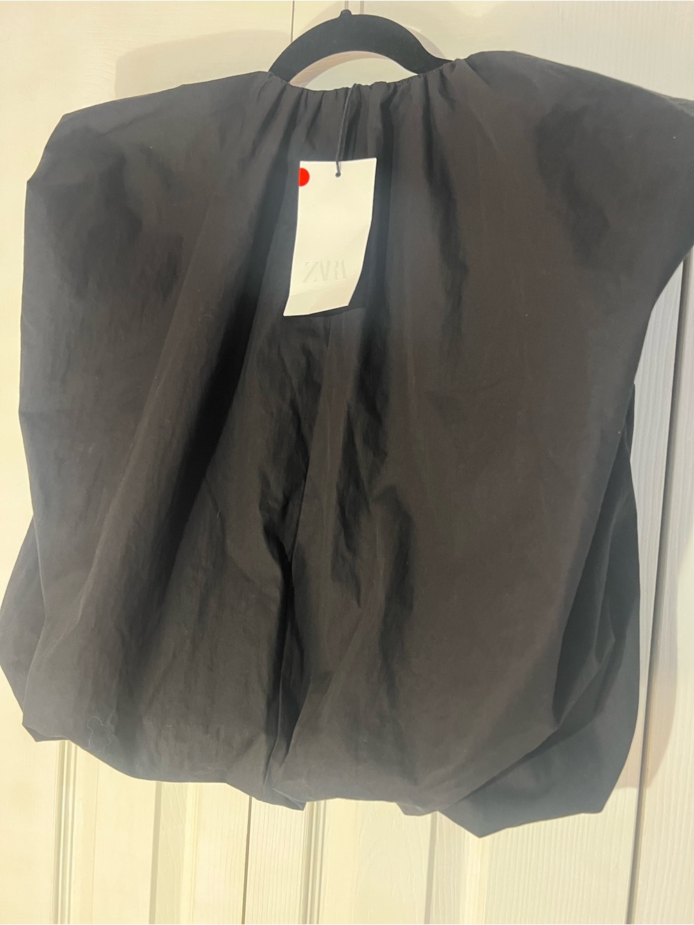 ZARA Black Sleeveles Poplin Bubble top with gathered hem S NWT - Picture 12 of 15